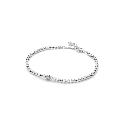 Pandora Signature 594822C01 zilveren armband met bolletjes en zirkonia 4 mm breed