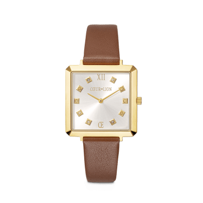 coeur-de-lion-horloge-7632-71-1116-iconic-square-met-bruin-lederen-band