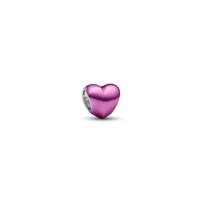 Pandora Moments 794785C01 zilveren mini bedel met roze hart van emaille