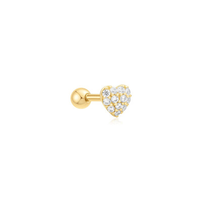 Ania Haie Ear Edit AH E070-04G goudkleurige oorpiercing met zirkonia hart 4 mm breed hoogte 4 mm - per stuk