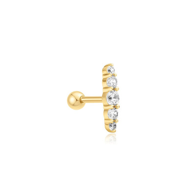 Ania Haie Ear Edit AH E070-06G gold plated oorpiercing met zirkonia staafje 3 mm breed hoogte 11 mm - per stuk