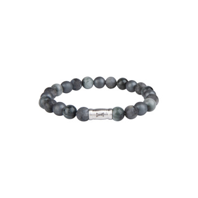 Aze Jewels Rocks AZ-BS014-A zilveren kralenarmband met grijze stenen 8 mm breed