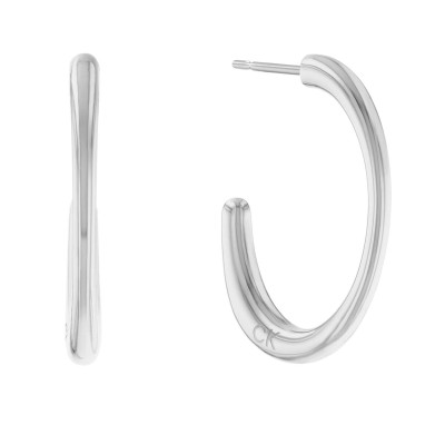 Calvin Klein CJ35000346 zilverkleurige oorringen open ovaal - Hoogte 20 mm