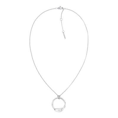 Calvin Klein CJ35000525 zilverkleurige stalen ketting met organische ronde hanger 25 mm - Lengte 50 cm