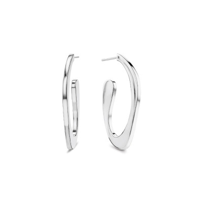 Calvin Klein CJ35000689 zilverkleurige stalen organische ovale oorbellen 2 mm breed