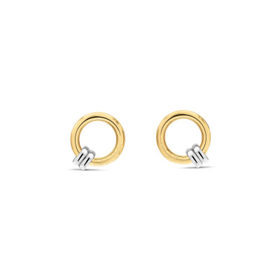 Calvin Klein CJ35000926 gold plated bicolor ronde oorstekers - Diameter 15 mm