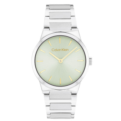 Calvin Klein CK25100080 zilverkleurig dameshorloge met lichtgroene wijzerplaat - Ø 32 mm