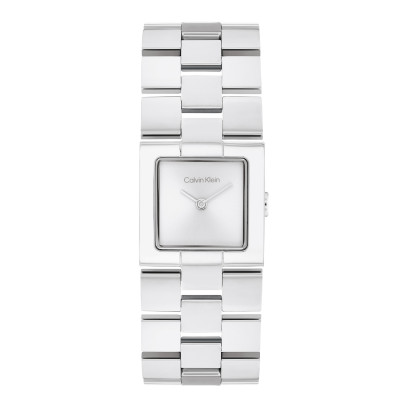 Calvin Klein CK25100088 zilverkleurig dameshorloge met vierkante kast en schakelband - Ø 22 mm