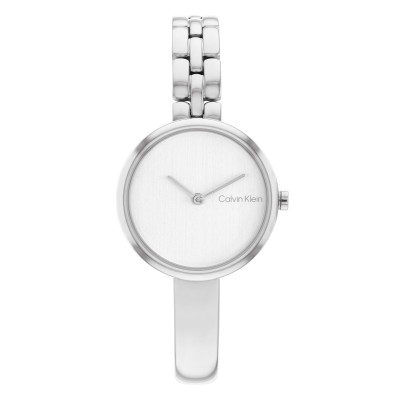 Calvin Klein CK25200278 zilverkleurig dameshorloge met ronde kast en schakelband - Ø 28 mm