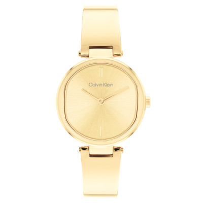 Calvin Klein CK25200309 goudkleurig dameshorloge met ronde kast en Romeinse cijfers - Ø 30 mm