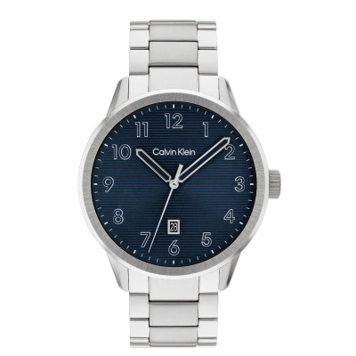 Calvin Klein CK25200515 zilverkleurig herenhorloge met donkerblauwe wijzerplaat - Ø 42 mm