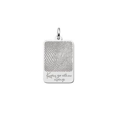 zilveren-rechthoekige-hanger-met-vingerafdruk-en-eigen-tekst