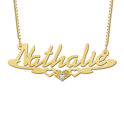 Gouden naam ketting met voorbeeldnaam Nathalie