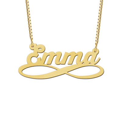 Gouden naamketting met infinityteken voorbeled Emma