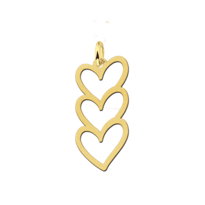 Gouden hanger met 3 hartjes