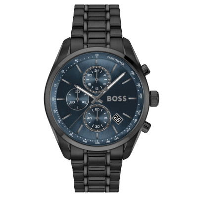 BOSS Grand Prix HB1514314 herenhorloge van staal met blauwe wijzerplaat - Ø 44 mm