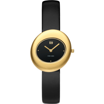 danish-design-frihed-issten-iv11q1308-dameshorloge-ovaal-gold-plated-staal-en-zwarte-leren-band-32-mm