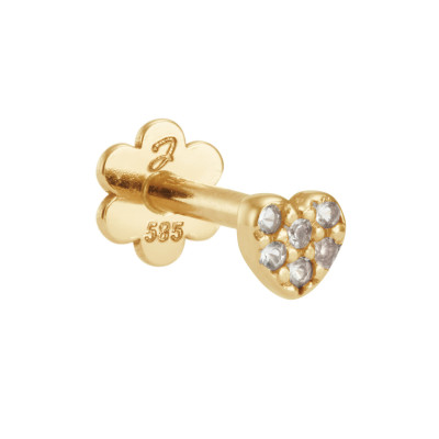 Jackie Gold JKP26.671 14k gouden oorpiercing met hartje van topaas 2 mm - per stuk