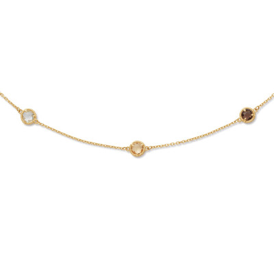 Jackie Gold Mosaic JKN26.690 14k gouden ketting met ronde multicolor stenen 5 mm breed - Lengte 40-42.5-45 cm