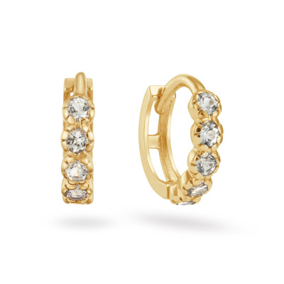 Jackie Gold Nebula JKE26.665 gouden oorringen met topaas rij 2 mm breed - Hoogte 8 mm