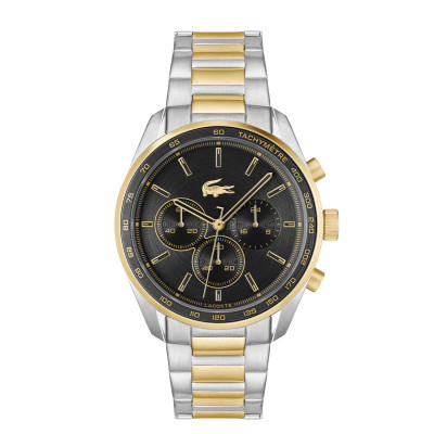 Lacoste Boston LC2011348 herenhorloge met zwarte wijzerplaat en bicolor schakelband - Ø 42 mm