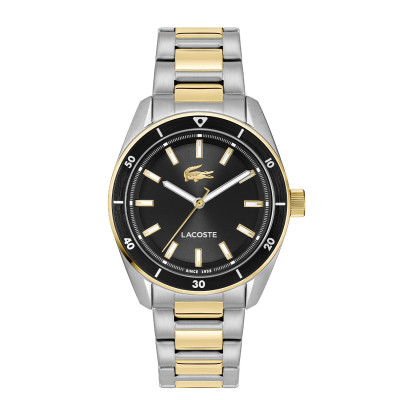 Lacoste Boston LC2011488 herenhorloge met bicolor schakelband en zwarte wijzerplaat - Ø 39 mm