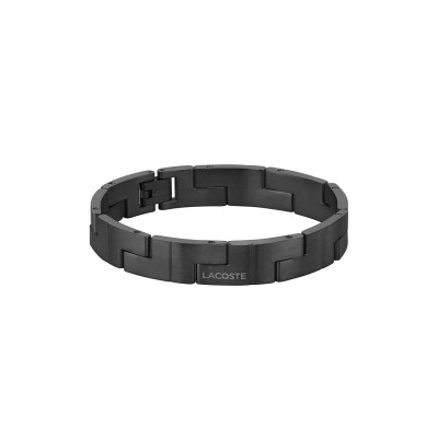 Lacoste Catena LCJ2040222 zwarte stalen herenarmband met schakels 10 mm breed - Lengte 19 cm