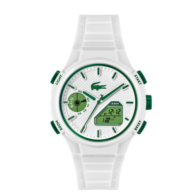 Lacoste LC33 LC2011364 wit ana-digi horloge voor heren met groene subdials - Ø 45 mm