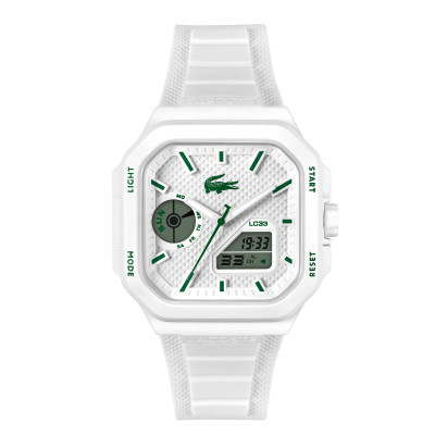 Lacoste LC33 LC2011506 wit ana-digi horloge voor heren met groene accenten - Ø 45 mm