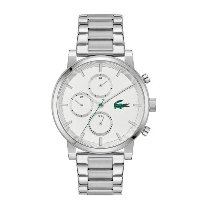 Lacoste Replay LC2011452 herenhorloge met witte wijzerplaat en stalen schakelband - Ø 44 mm