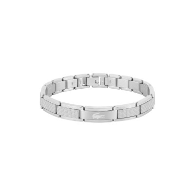 Lacoste Stencil LCJ2040188 stalen herenarmband met rechthoekige schakels 9 mm breed - Lengte 19 cm