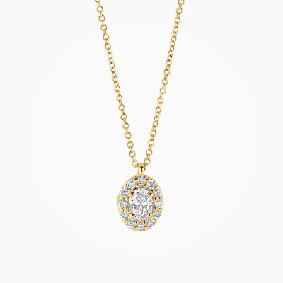 Blush Lab Diamonds LG3019Y gouden ketting met ovale lab grown diamant 0.32 crt 6 mm x 9.1 mm - Lengte 42 cm