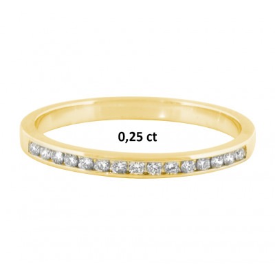 14-karaat Geelgouden ring met diamant rij 