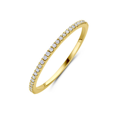 14-karaat gouden alliance ring met diamanten 0.11 crt SI1 H 1 mm breed