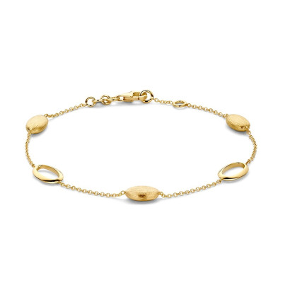 14-karaat-gouden-armband-met-glanzende-en-matte-ovaaltjes-lengte-19-cm