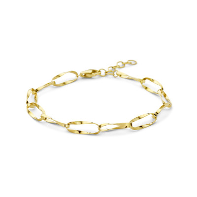 14-karaat gouden armband met ovaal gedraaide schakels 5.5 mm breed - Lengte 16-19 cm
