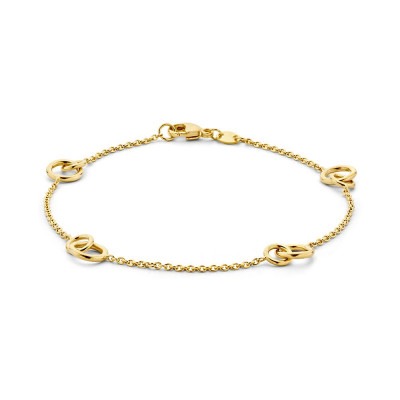 14-karaat-gouden-armband-met-verweven-cirkels-lengte-19-cm