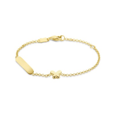 14-karaat-gouden-armband-met-vlinder-en-graveerplaatje-9-13-cm