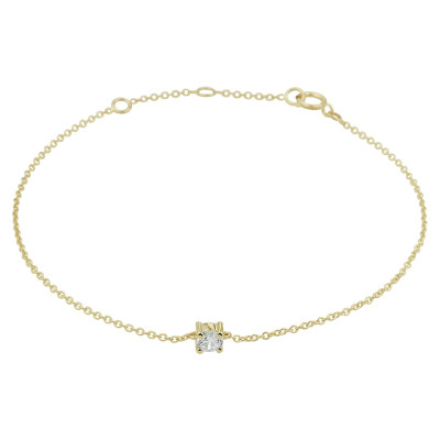 14-karaat gouden armband met zirkonia en ankerschakel 1 mm breed - Lengte 15.5-17-18.5 cm