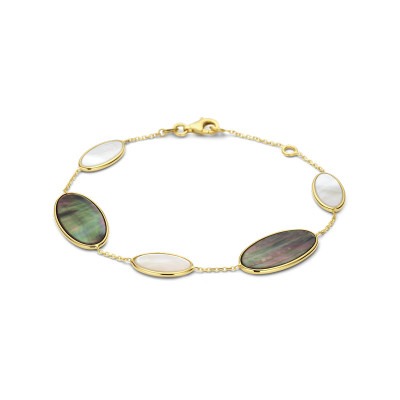 14-karaat-gouden-edelsteen-armband-met-ovale-parelmoer-in-wit-en-grijs-groen-lengte-17-19-cm