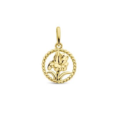 14-karaat-gouden-geboortebloem-hanger-augustus-gladiool-10-mm-x-17-mm