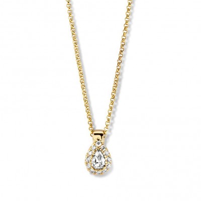 14-karaat-gouden-ketting-met-diamanten-druppel-hanger-lengte-45-cm