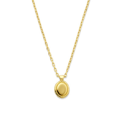 14-karaat-gouden-ketting-met-ovale-geribbelde-hanger-1-mm-breed-lengte-40-43-45-cm