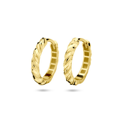 14-karaat gouden klapoorringen met gedraaid patroon 2.5 mm breed - Diameter 16 mm