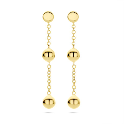 14-karaat-gouden-oorhangers-met-glanzende-bolvormen-en-schakels-hoogte-37-mm