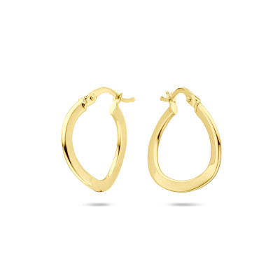 14-karaat gouden oorringen met glanzende ovale vorm 1 mm breed - Hoogte 21 mm