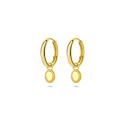 14-karaat-gouden-oorringen-met-ovale-hanger-met-bewerkte-rand-2-mm-breed-hoogte-18-5-mm