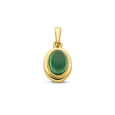14-karaat-gouden-ovale-hanger-met-synthetische-groene-smaragd-8-mm-x-16-mm