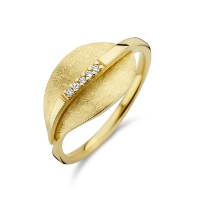 14-karaat-gouden-ring-met-blad-gescratcht-en-diamanten