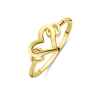 14-karaat-gouden-ring-met-drie-opengewerkte-hartjes-glanzend-7-5-mm-breed